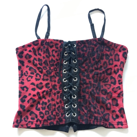 Lip Service Tops - LIP SERVICE Cheetah Velvet Corset Crop Top